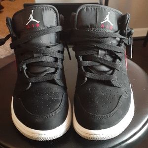 Jordan 1 Mid Multi Color Swoosh Black Varsity Red